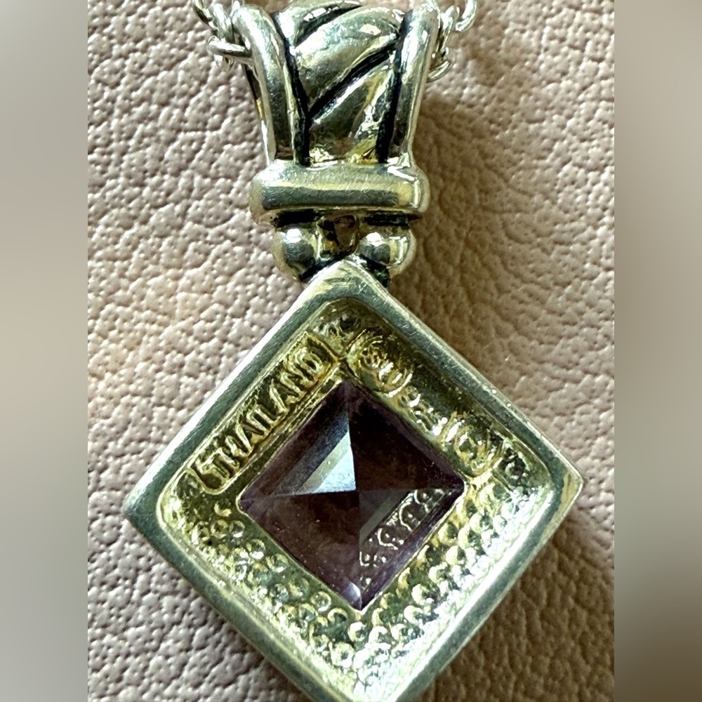 💜 Sterling Silver Amethyst Pendant Necklace – 925 Thailand & Italy - Picture 4 of 4